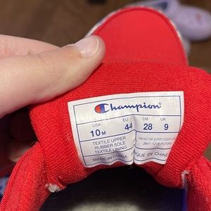 Red champion shoes